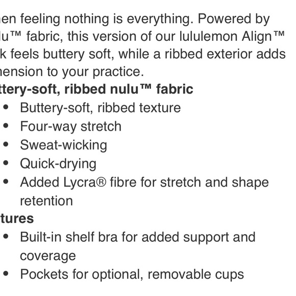 Lululemon Align Ribbed Tank - Black (NWOT) - Picture 6 of 6